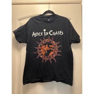 Gildan Men’s Short Sleeve Alice In Chains Cotton Pullover T-Shirt Size L Black